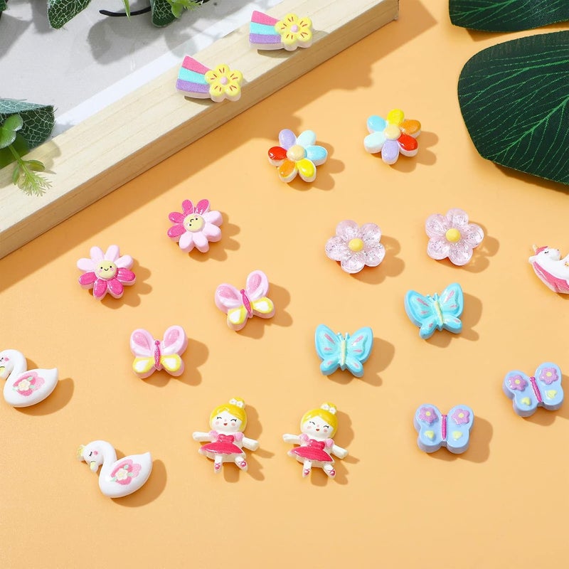 NEWITIN 30 Pairs Magnetic Stud Earrings for Girls Clip on Earring Hypoallergenic Magnet Studs Non Piercing Girls Earring Cute Magnetic Earrings for Kids Women - Image 3
